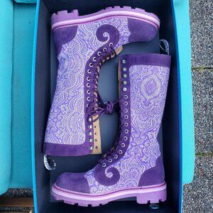 Fluevog Zachary in Purple Paisley, size M7/W9